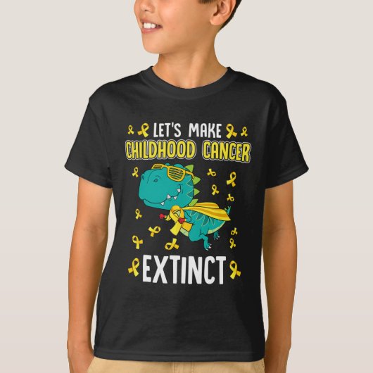 Tレックス恐竜が小児癌を絶滅させたおもしろいA Tシャツ (正面)