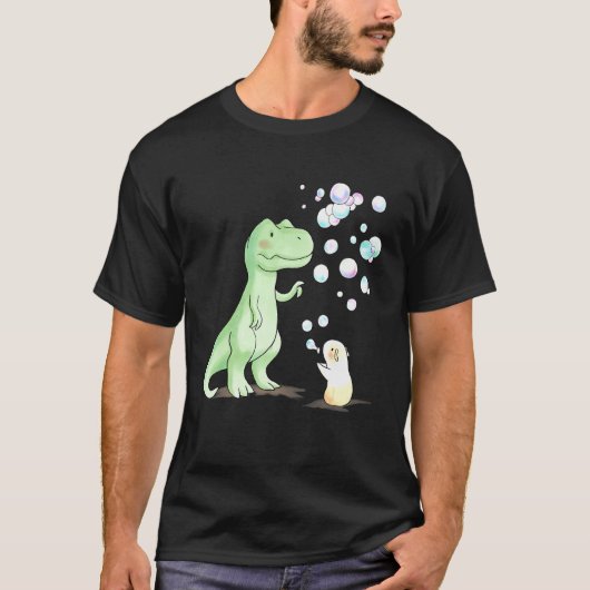 Tレックス恐竜とモルモット Tシャツ (正面)