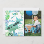 Tレックス恐竜のワン・ア・サウルス ファーストバースデー 招待状 (正面)