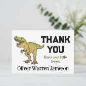 Tレックス恐竜の少年の年齢誕生日ありがとう サンキューカード (スタンド正面)