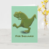 Tレックス恐竜の漫画のユーおもしろいモア カード (黄色い花)