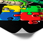 Tレックス恐竜の自閉症意識パズル作品のギフト ポスター (角)