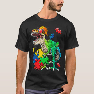 Tレックス恐竜の自閉症意識パズル作品のギフト Tシャツ