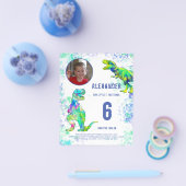 Tレックス恐竜の誕生日パーティフォトバジェット チラシ (シングル)