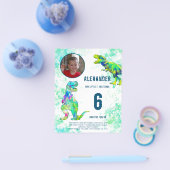 Tレックス恐竜の誕生日パーティフォトバジェット チラシ (シングル)