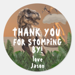 Tレックス恐竜の誕生日パーティーありがとう ラウンドシール