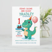 Tレックス恐竜の誕生日パーティーの招待状 招待状 (スタンド正面)