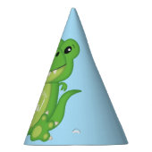 Tレックス恐竜の誕生日パーティーブルー パーティーハット (右)