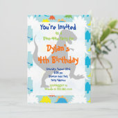 Tレックス恐竜の誕生日パーティー招待状 招待状 (スタンド正面)