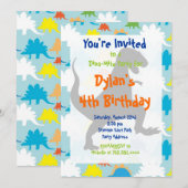 Tレックス恐竜の誕生日パーティー招待状 招待状 (正面/裏面)