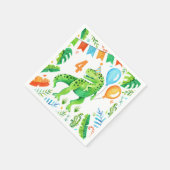 Tレックス恐竜の誕生日パーティー水彩 スタンダードカクテルナプキン (角)