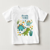 Tレックス恐竜の誕生日パーティー ベビーTシャツ (正面)