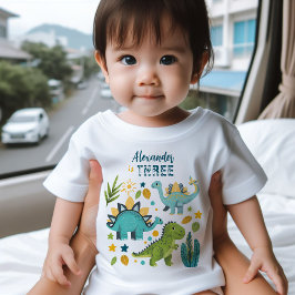 Tレックス恐竜の誕生日パーティー ベビーTシャツ