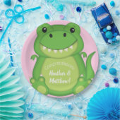 Tレックス恐竜の赤ちゃんシャワーピンク ペーパープレート (パーティー)