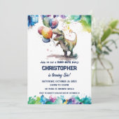 Tレックス恐竜の風船スプラッシュ誕生日パーティー 招待状 (スタンド正面)