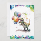 Tレックス恐竜の風船スプラッシュ誕生日パーティー 招待状 (裏面)