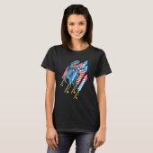 Tレックス恐竜アメリカ国旗の花火ロケット4th Tシャツ (正面フル)