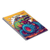 Tレックス恐竜カラフルのモンスタートラックに名前を追加 ノートブック (右側)