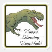 Tレックス恐竜ハヌカー挨拶カードはがき スクエアシール (正面)