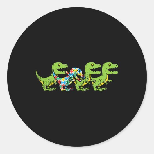 Tレックス恐竜パズルディノオティスアウェアネスASL B ラウンドシール (正面)