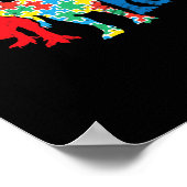 Tレックス恐竜パズルディノ自閉症啓発ASL G ポスター (角)