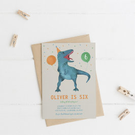 Tレックス恐竜パーティー動物の誕生日パーティー 招待状