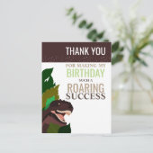 Tレックス恐竜パーティー子供の誕生日ありがとう ポストカード (スタンド正面)
