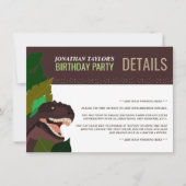 Tレックス恐竜パーティー子供用誕生日詳細 招待状 (正面)