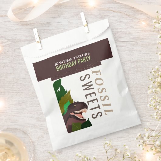 Tレックス恐竜パーティー子供用誕生日 フェイバーバッグ (クリップ留めされた状態)