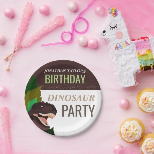 Tレックス恐竜パーティー子供用誕生日 ペーパープレート (パーティー)