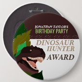 Tレックス恐竜パーティー子供用誕生日 缶バッジ (正面&裏面)