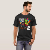 Tレックス恐竜モンスタートラック誕生日2 Tシャツ (正面フル)