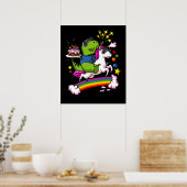 Tレックス恐竜ユニコーン誕生日パーティー ポスター (キッチン)