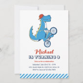 Tレックス恐竜ライド自転車キッズボーイズ誕生日 招待状 (正面)