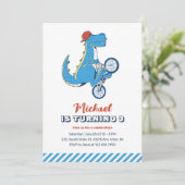 Tレックス恐竜ライド自転車キッズボーイズ誕生日 招待状 (スタンド正面)