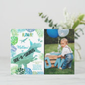 Tレックス恐竜ワンサウルスファースト誕生日 招待状 (スタンド正面)