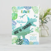 Tレックス恐竜ワンサウルスファースト誕生日 招待状 (スタンド正面)