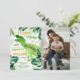 Tレックス恐竜少年誕生日写真 招待状