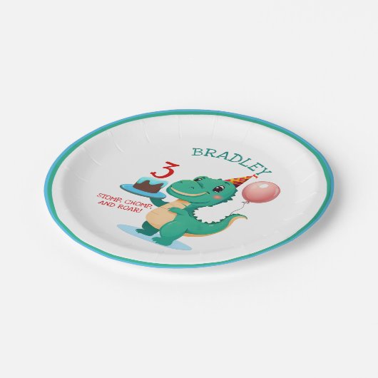 Tレックス恐竜第3期パーティー ペーパープレート (アングル)