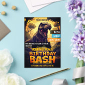 Tレックス恐竜10歳の誕生日パーティー アクリル招待状 (インサイチュ (ウェディング))