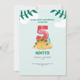 Tレックス恐竜4th誕生日招待状キッズパーティー 招待状