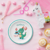 Tレックス恐竜6thバースデーパーティー ペーパープレート (パーティー)