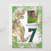 Tレックス恐竜7thバースデーパーティー写真 招待状 (正面)