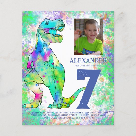 Tレックス恐竜7th誕生日パーティー予算 (正面)