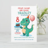 Tレックス恐竜8th誕生日パーティーへの招待 招待状 (スタンド正面)