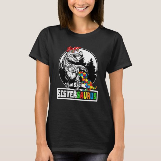 Tレックス恐竜 シスターザウルス 自閉症A Tシャツ (正面)