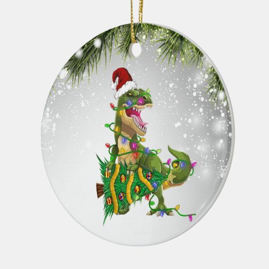 Tレックス愛好家アダルトキッドのためのTレックスクリスマスプレゼント セラミックオーナメント (左)