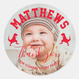 Tレックス感謝していユー恐竜子供の誕生日 ラウンドシール