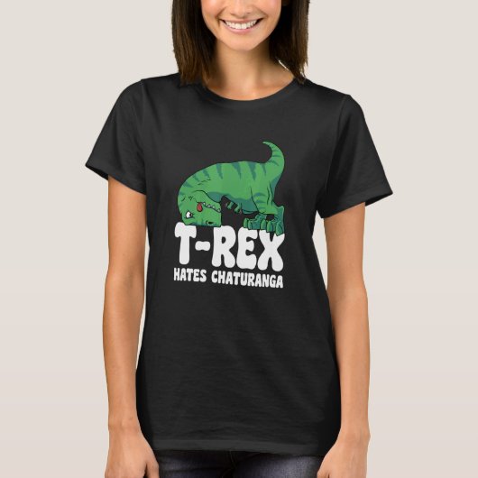 Tレックス憎むチャチュランガヨガショートアームズディノTRex Tシャツ (正面)