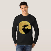 Tレックス歩く黄月の前のダックスシュント Tシャツ (正面フル)